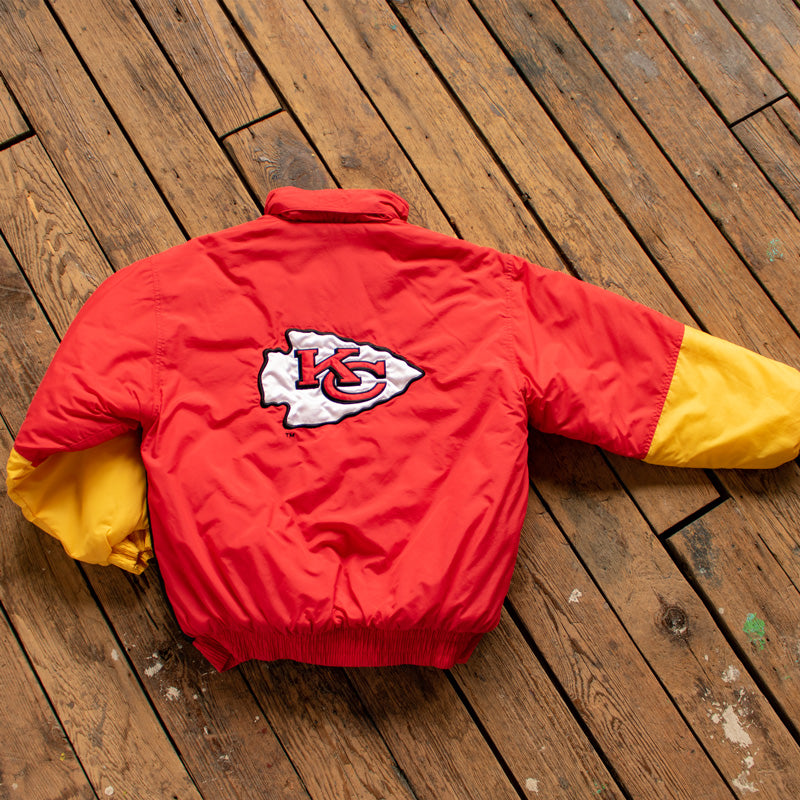 Vintage 1990s Kansas City CHIEFS Zip up Faux Leather Jacket 