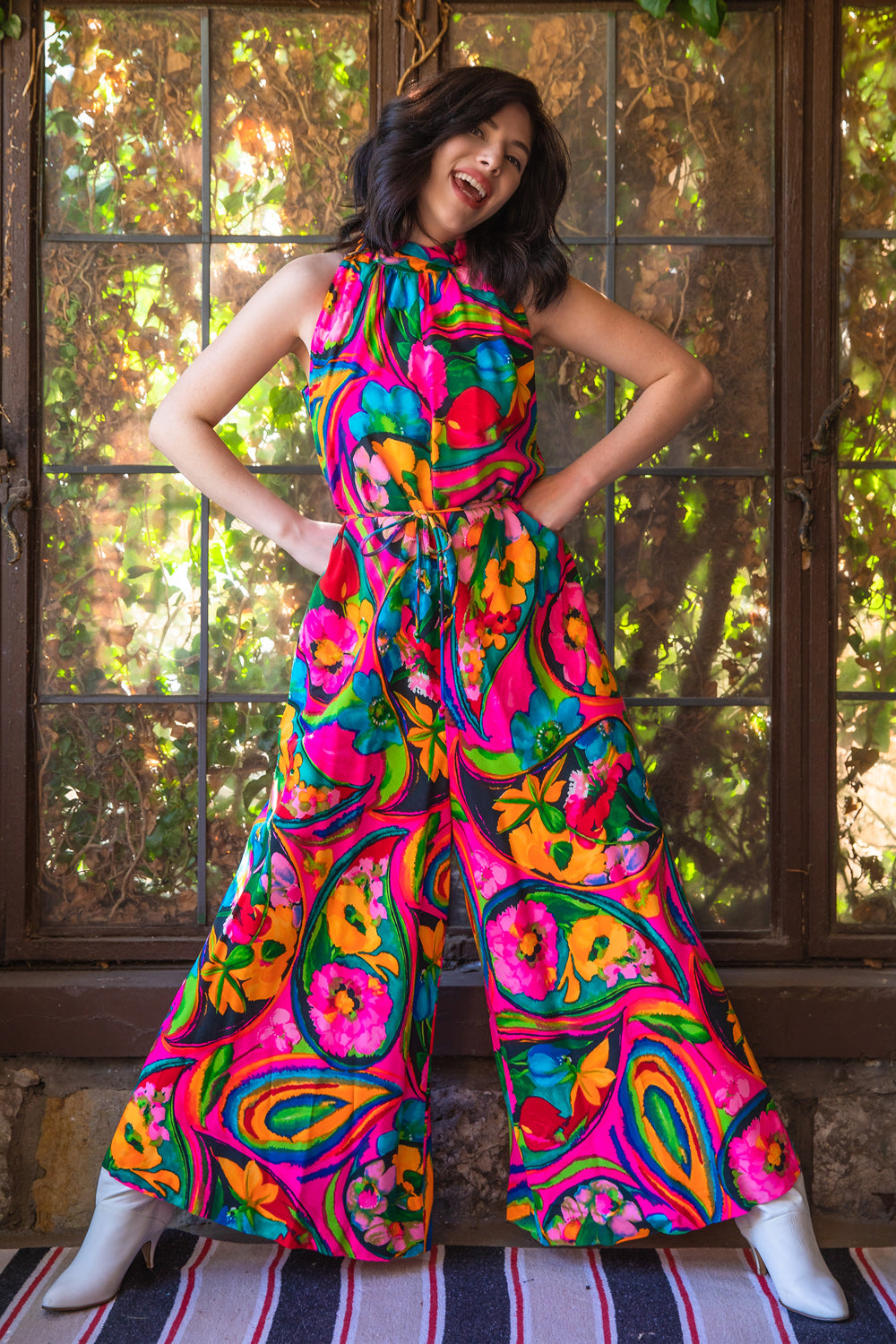 Vintage 1960s Wide Leg Bright Psychedelic Floral Jumpsuit - MD/LG – Tall  Tale Vintage